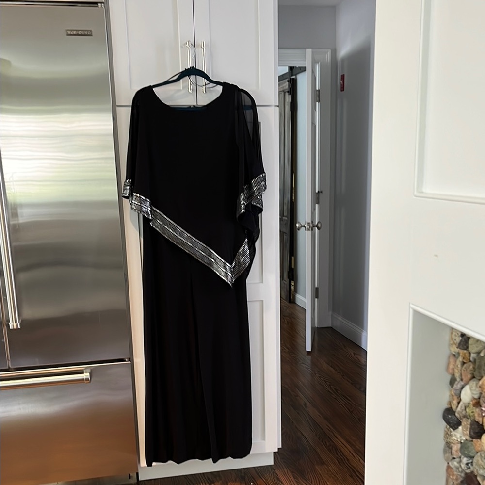 Elegant Black jumpsuit with Silver Accents size 16